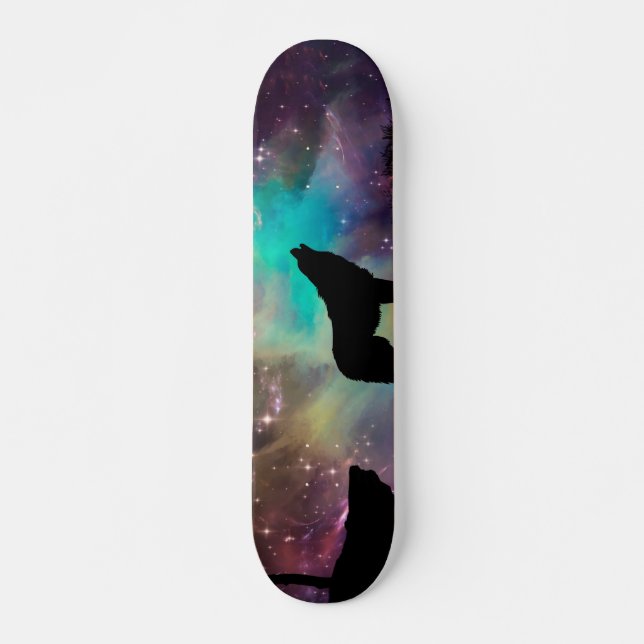 Skateboard Wolf gritando en el universo (Anverso )
