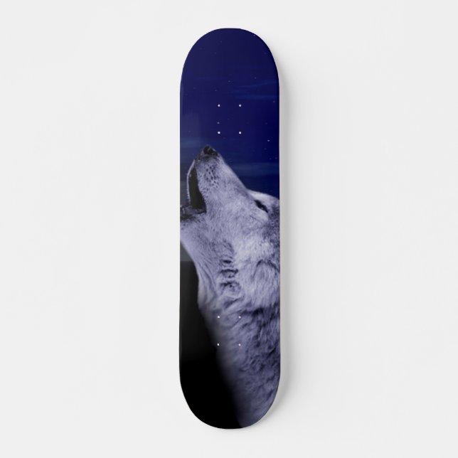 Skateboard Wolf gritando en la luna en el mar (Anverso )