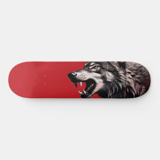 Skateboard Wolf on Red