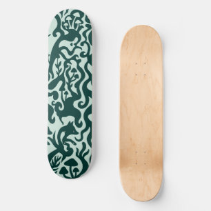 Skateboard Woodland Forest Fox & Mushrooms Seamless Pattern