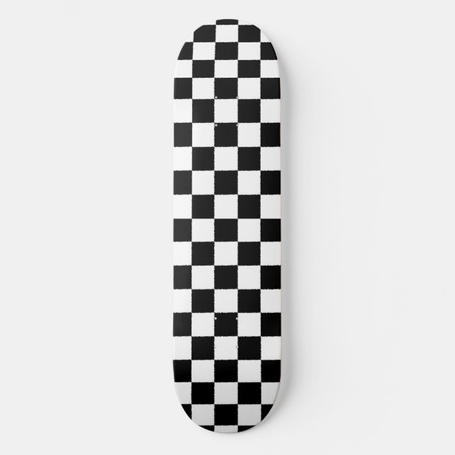 Skateboard xadrez verificador preto e branco clássico (Anverso)