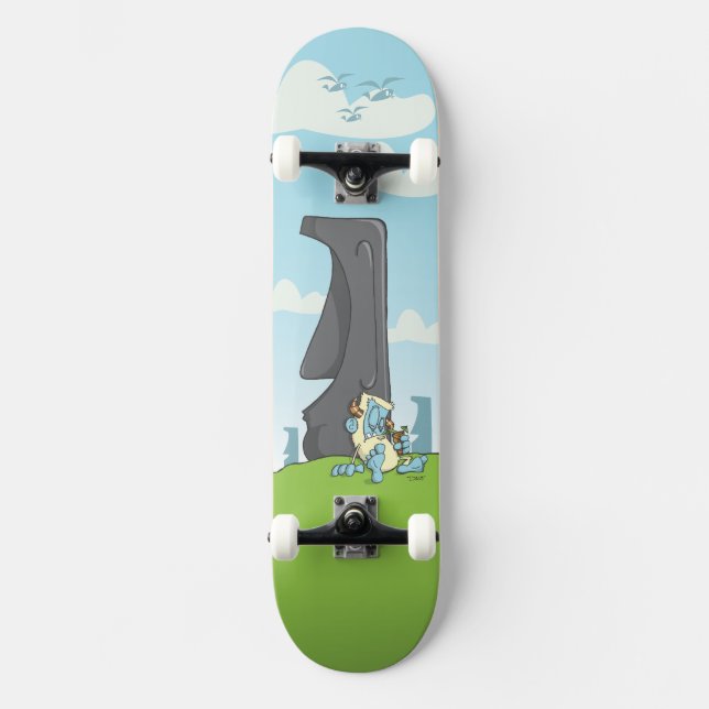 Skateboard yeti que bebe en la isla de pascua (Anverso)