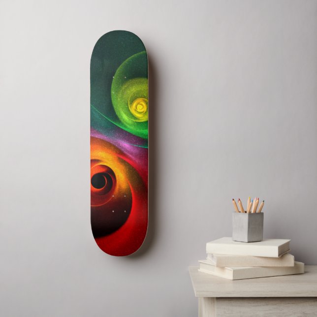 Skateboard Yin Verde Rojo Yang Patrón de arte abstracto moder (Arte de la pared)