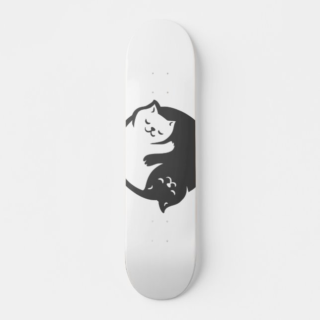 Skateboard Yin-Yang, gato blanco y negro - Elija el color pos (Anverso )