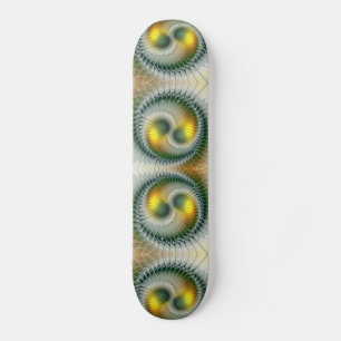 Skateboard Yin Yang Green Yellow Resumen Colorido Fractal Sk