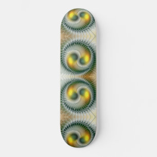 Skateboard Yin Yang Green Yellow Resumen Fractal colorido