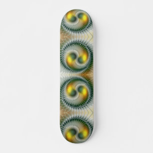 Skateboard Yin Yang Verde Amarillo Fractal Abstracto Colorido