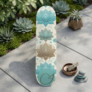 Skateboard Yoga Meditación Mindfulness Monograma de Loto Sagr