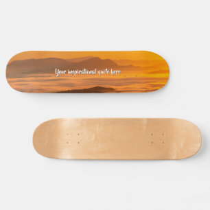 Skateboard Your custom text sunrise above foggy landscape