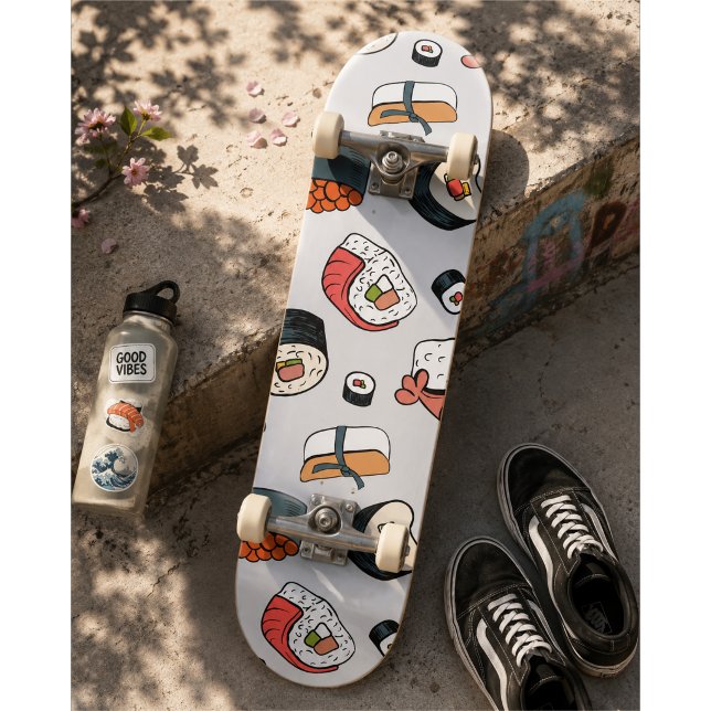 Skateboard Zapatillas con estampado de rollos de sushi Kawaii (Subido por el creador)