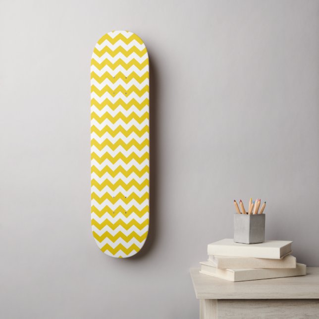 Skateboard Zigzag amarillo, chevron amarillo, patrón geométri (Arte de la pared)