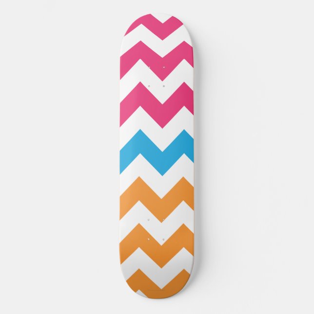 Skateboard ZigZag Aqua-Naranja-Magenta (Anverso)