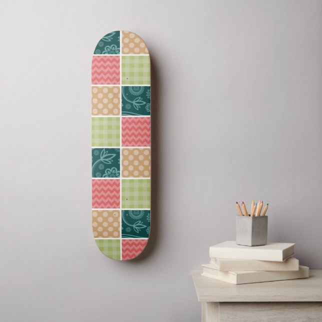 Skateboard Zigzag, Chevron, Gingham, Puertos Polka, Patchwork (Arte de la pared)