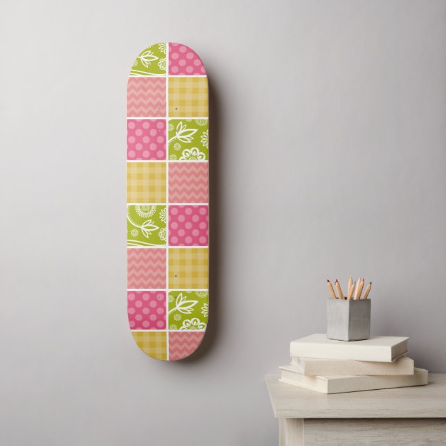 Skateboard Zigzag, Chevron, Polka Dots, Gingham, Patchwork (Arte de la pared)
