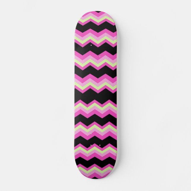 Skateboard zigzag fuchsia chevron rosado (Anverso)
