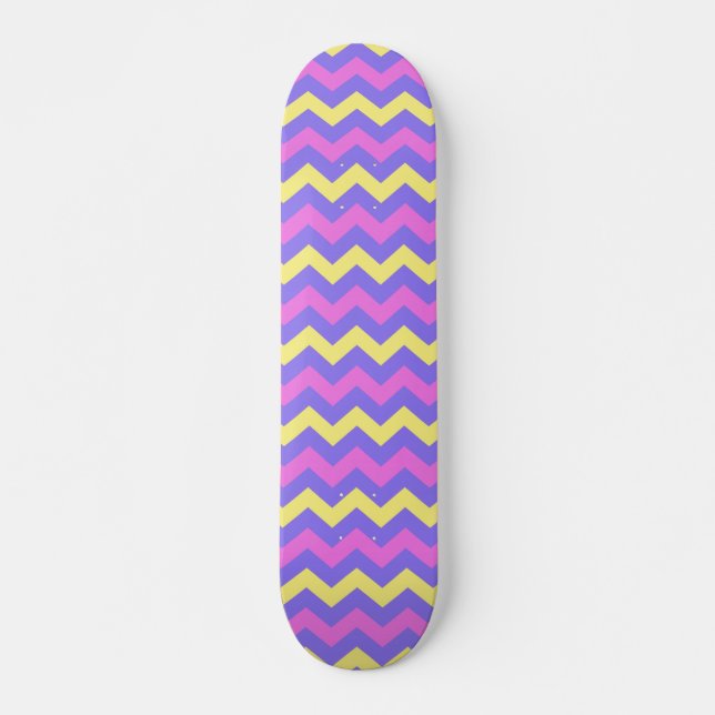 Skateboard Zigzag patroon (geel, paars en roze) (Anverso )