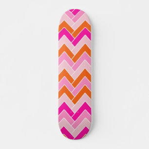 Skateboard Zigzag Rosa Y Naranja Chevron