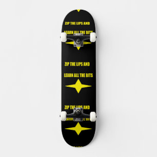 Skateboard Zip los labios diseño amarillo negro