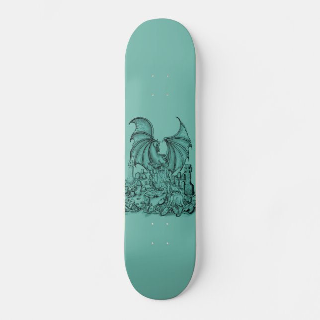 Skateboard Zombie mit Drache (Anverso)