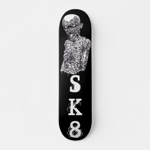 Skateboard Zombie SK8 Arte Blanco Y Negro