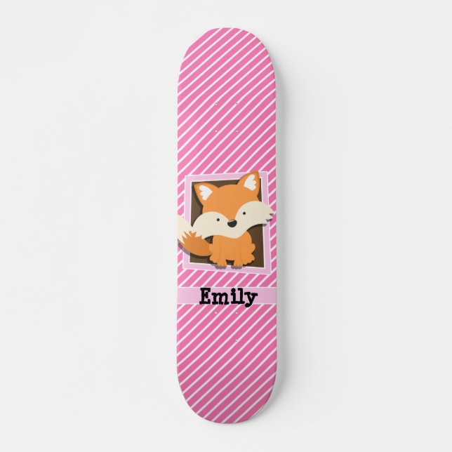 Skateboard Zorro lindo en franjas rosadas y blancas (Anverso )
