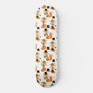 Skateboard Zorro Naranja Gafas Hipster Bosque Árboles Otoño