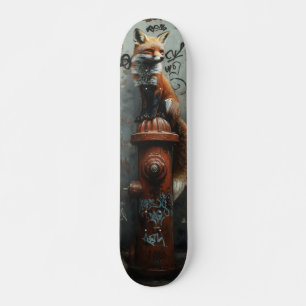 Skateboard Zorro urbano sobre hidrante de fuego - Arte callej