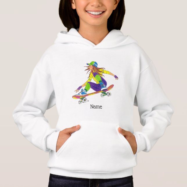 Skateboarder Chica de sudadera (Anverso)