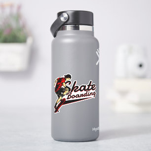 Skateboarding negra roja 4" Kiss Pegatina de vinil
