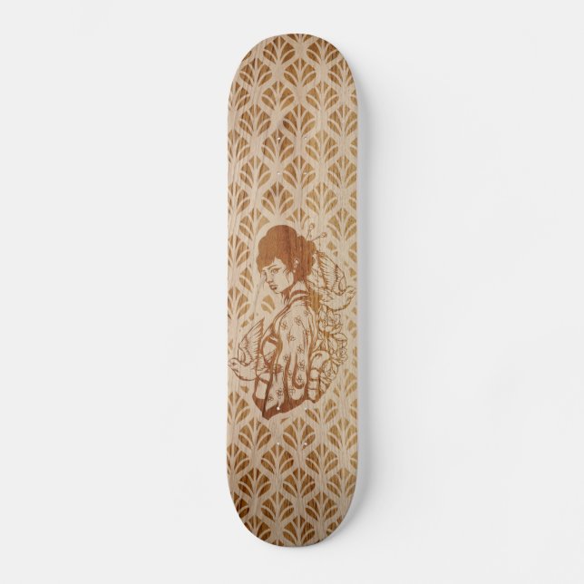 Skateboards Geisha japonaise gravure sur bois (Anverso)