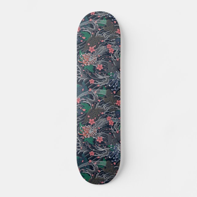Skateboards vagues japonaise imprimé de la tela (Anverso)