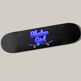 Skater Chica Blue Mauve Graffiti Glow Skateboard