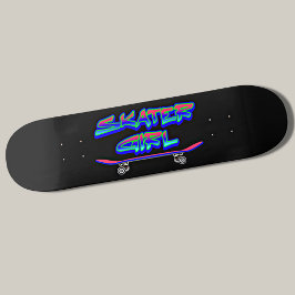 Skater Chica Graffiti Rosa Azul Glow Skateboard