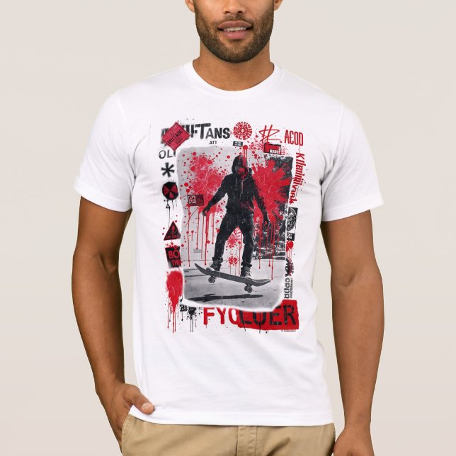 Skater Urbano - Camiseta de Arte Red Grunge Street (Anverso)