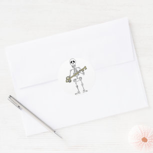 Skeleton con Skeleton Key Classic Round Pegatina