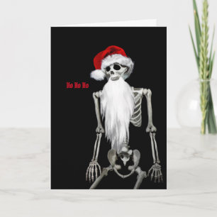 Skeleton con tarjeta de Navidades de barba larga