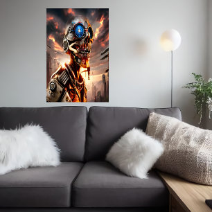 Skeleton Cyberpunk retrato Poster de arte de IA