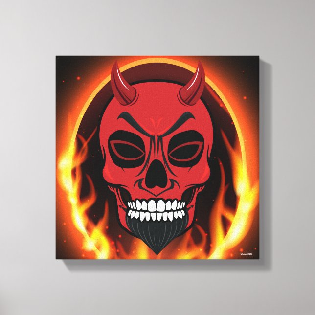 Skeleton de Red Devil con arte de fuego y llamas (Anverso)