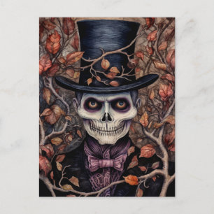 Skeleton en la postal de invitación de Halloween e