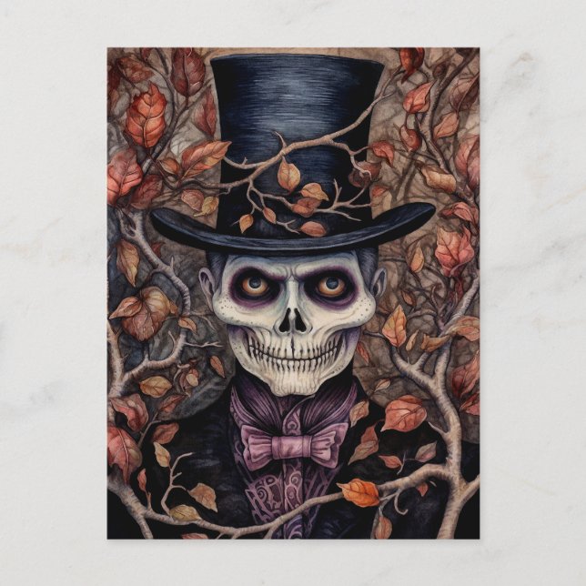 Skeleton en la postal de invitación de Halloween e (Anverso)