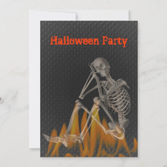Skeleton flama invitación a Halloween (Anverso)