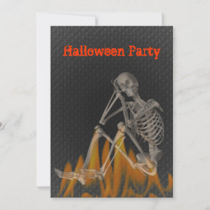 Skeleton flama invitación a Halloween