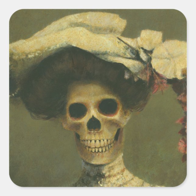 Skeleton gótico Lady Pegatina (Anverso)
