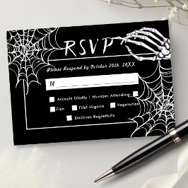 Skeleton gótico negro elegante Hallowedding RSVP