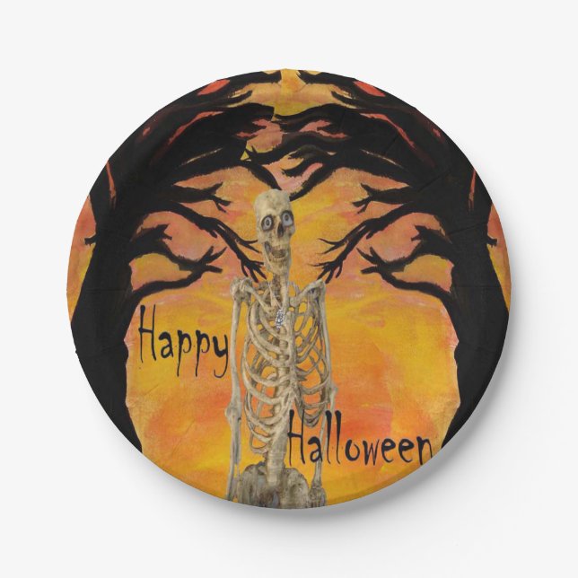 Skeleton Halloween y espeluznantes platos de fiest (Anverso)