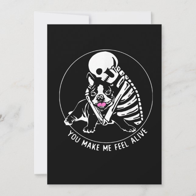 SKELETON HUG BOSTON TERRIER ME HACES SENTIR VIVO (Anverso)
