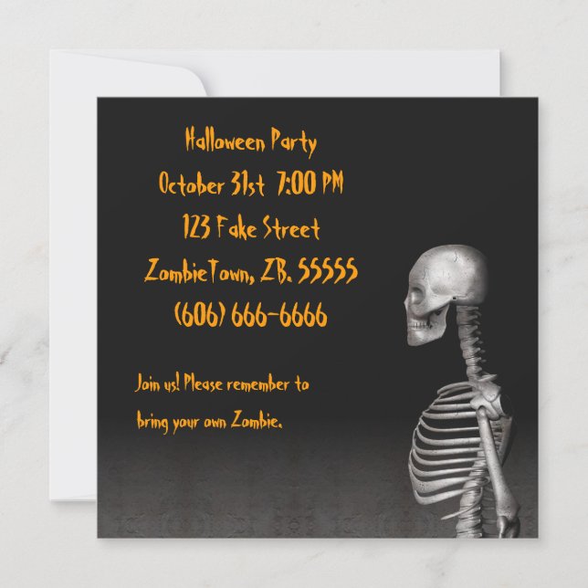 Skeleton - Invitación a la fiesta de Halloween (Anverso)