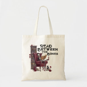 Skeleton leyendo la bolsa de la vendimia de libros