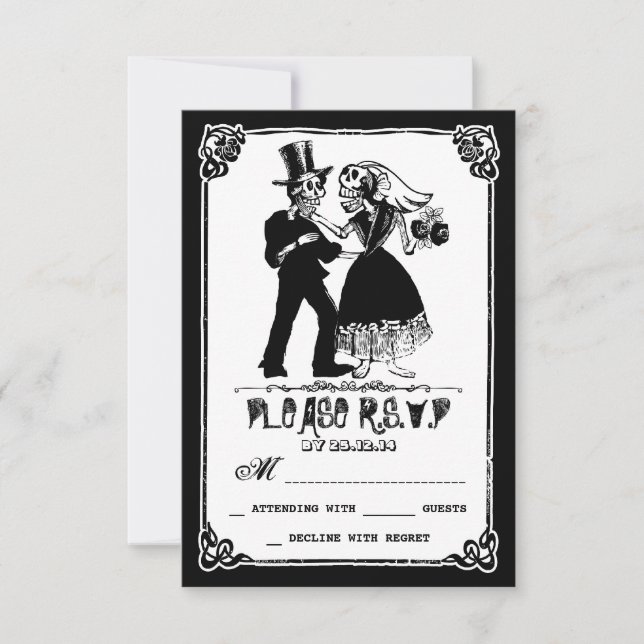 skeleton muerta pareja boda rsvp (Anverso)