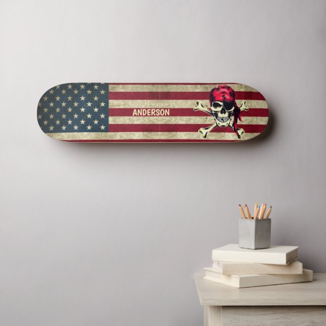 Skeleton Pirate Skateboard (Arte de pared (horz))